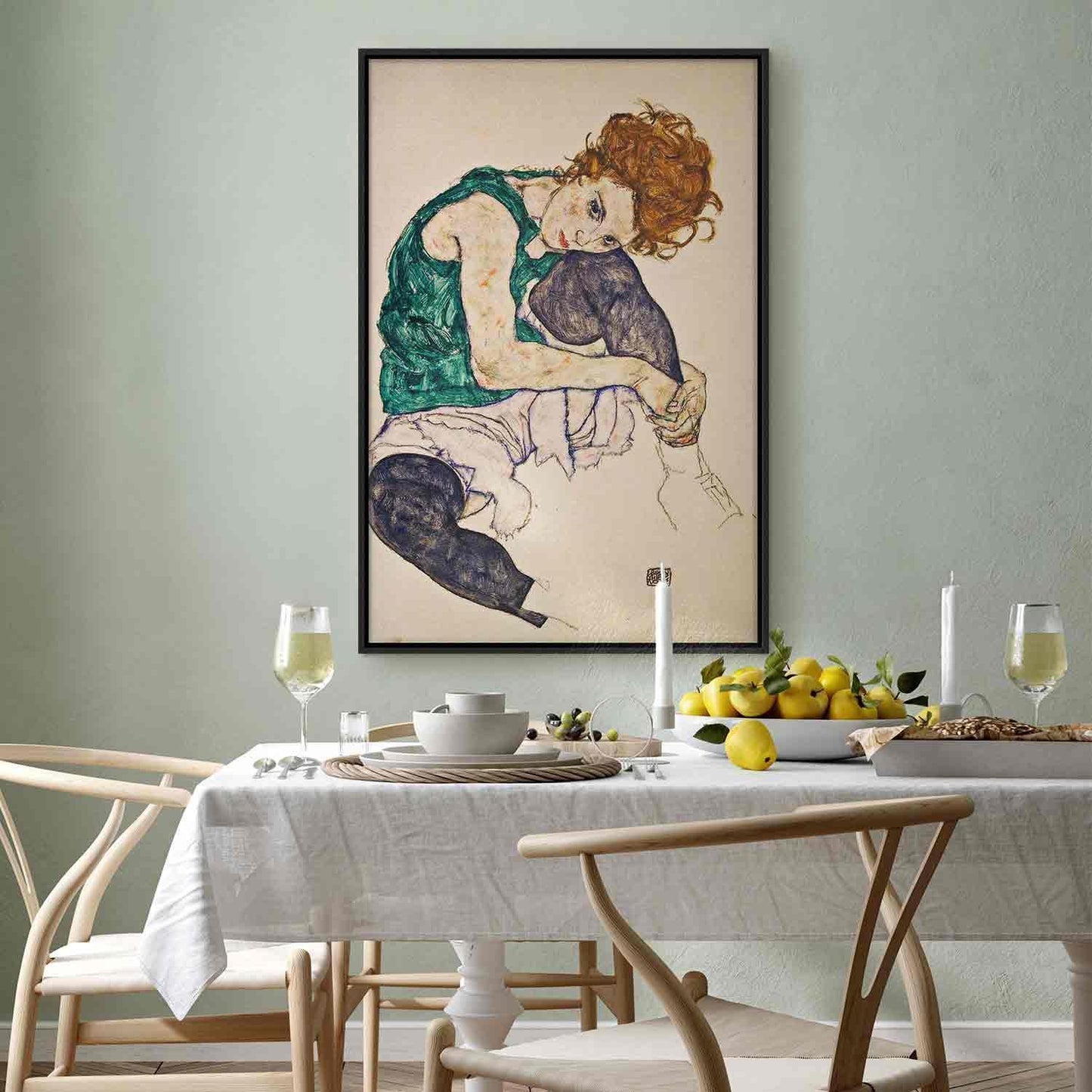 Leinwandbild - Seated Woman with Legs Drawn Up Artgeist