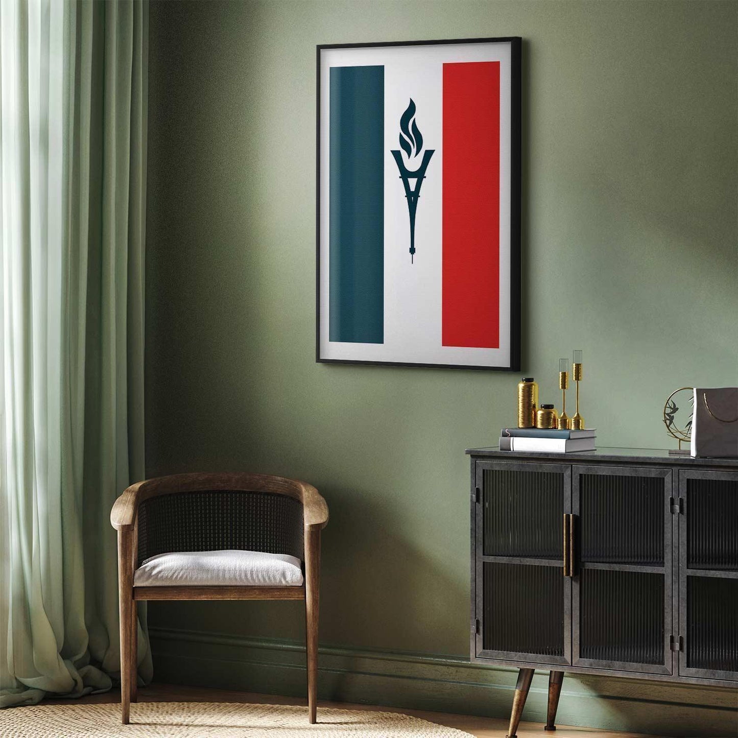 Poster - French Flag with a Torch