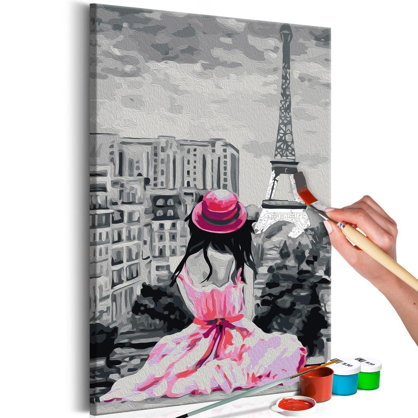 Wandbild zum Ausmalen Paris Eiffel Tower View Dekoration - romantischer Eiffelturm als Wandschmuck