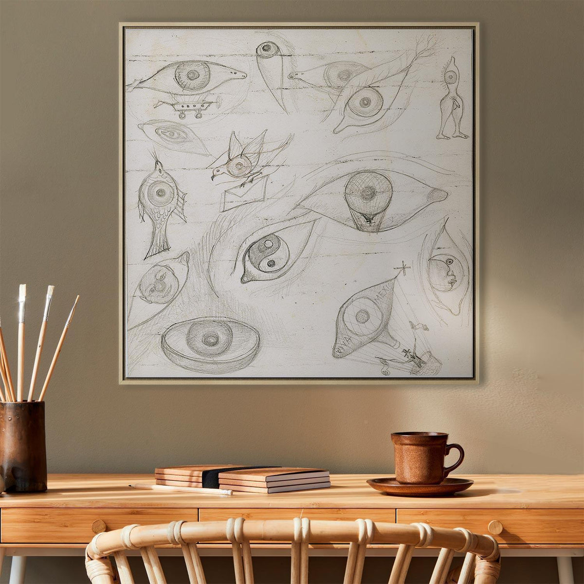 Leinwandbild - Frida Kahlo – Drawing of Eyes