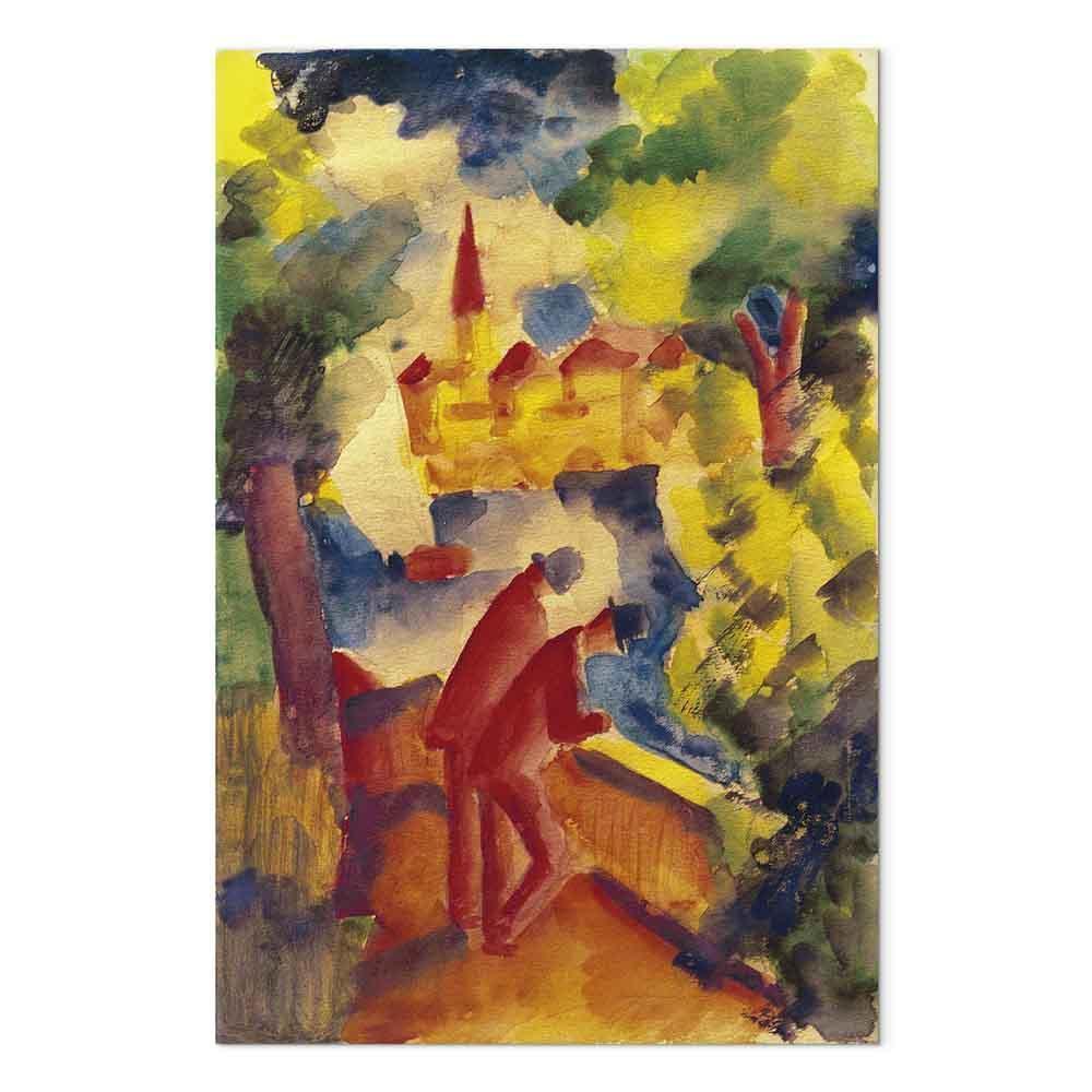Leinwandbild - August Macke – Men on the Road by the Lake