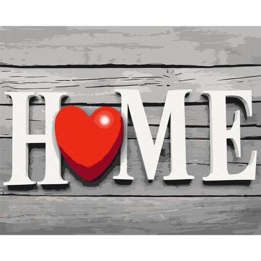 Malen nach Zahlen - Home with Red Heart