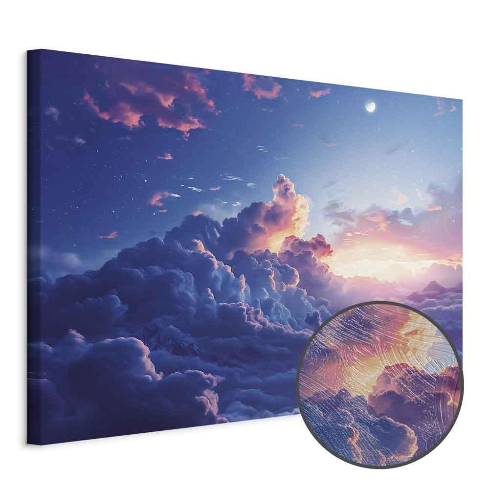 Leinwandbild - Night Concert in the Mountains: Clouds Illuminated by the Last Rays of the Sun