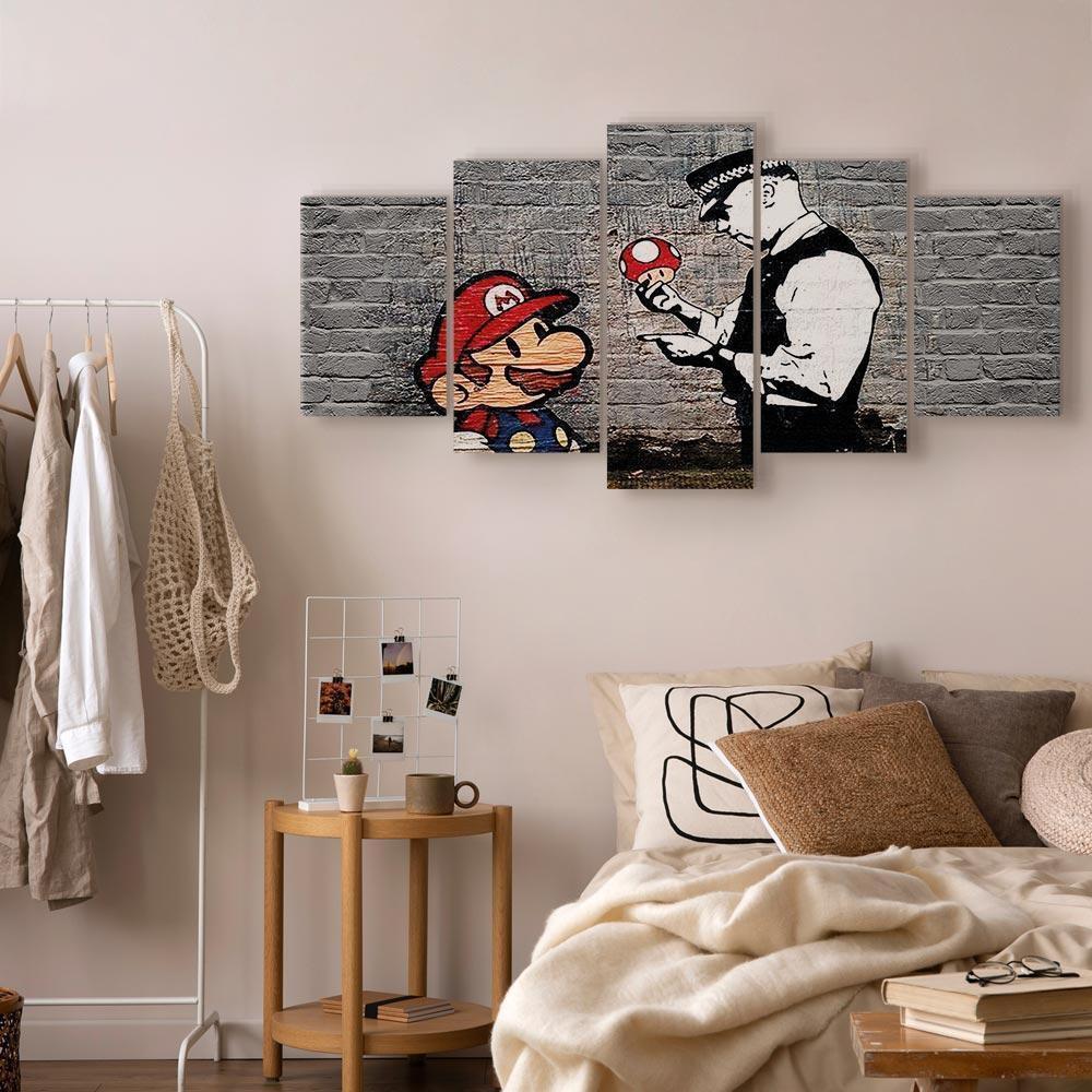 Leinwandbild - Super Mario Mushroom Cop (Banksy)