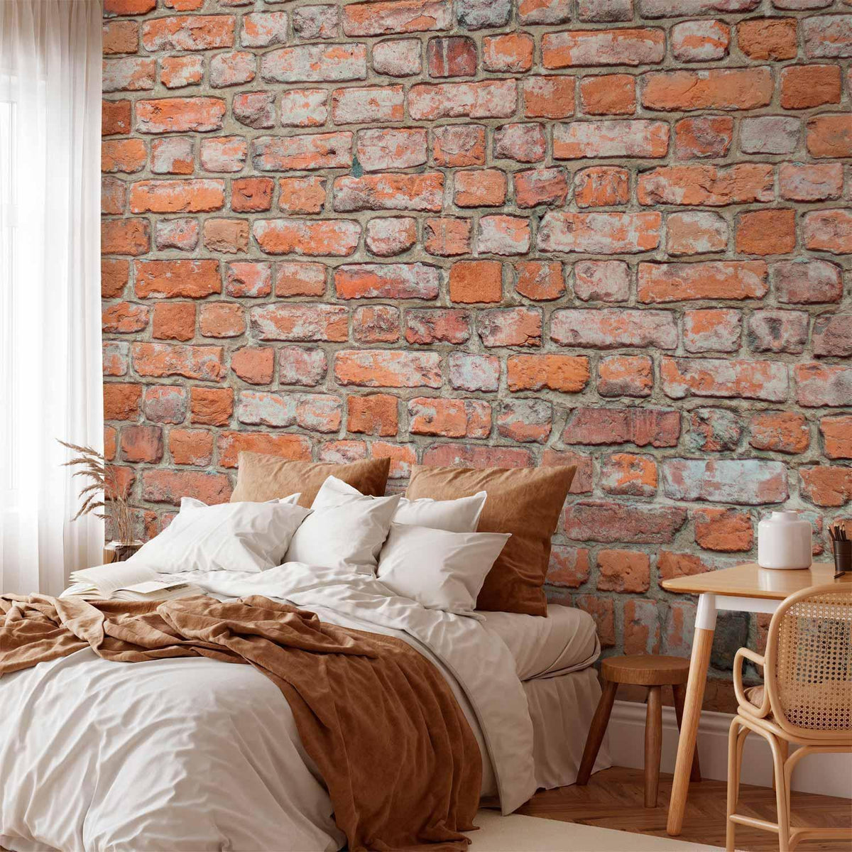 Fototapete - Loft Wall - Pattern Imitating an Old Red Brick