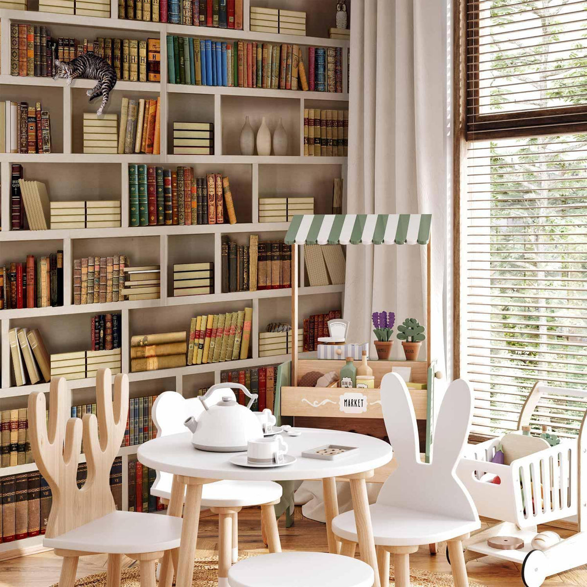 Fototapete Bücherregal – Vintage Bibliothek mit antiken Büchern
