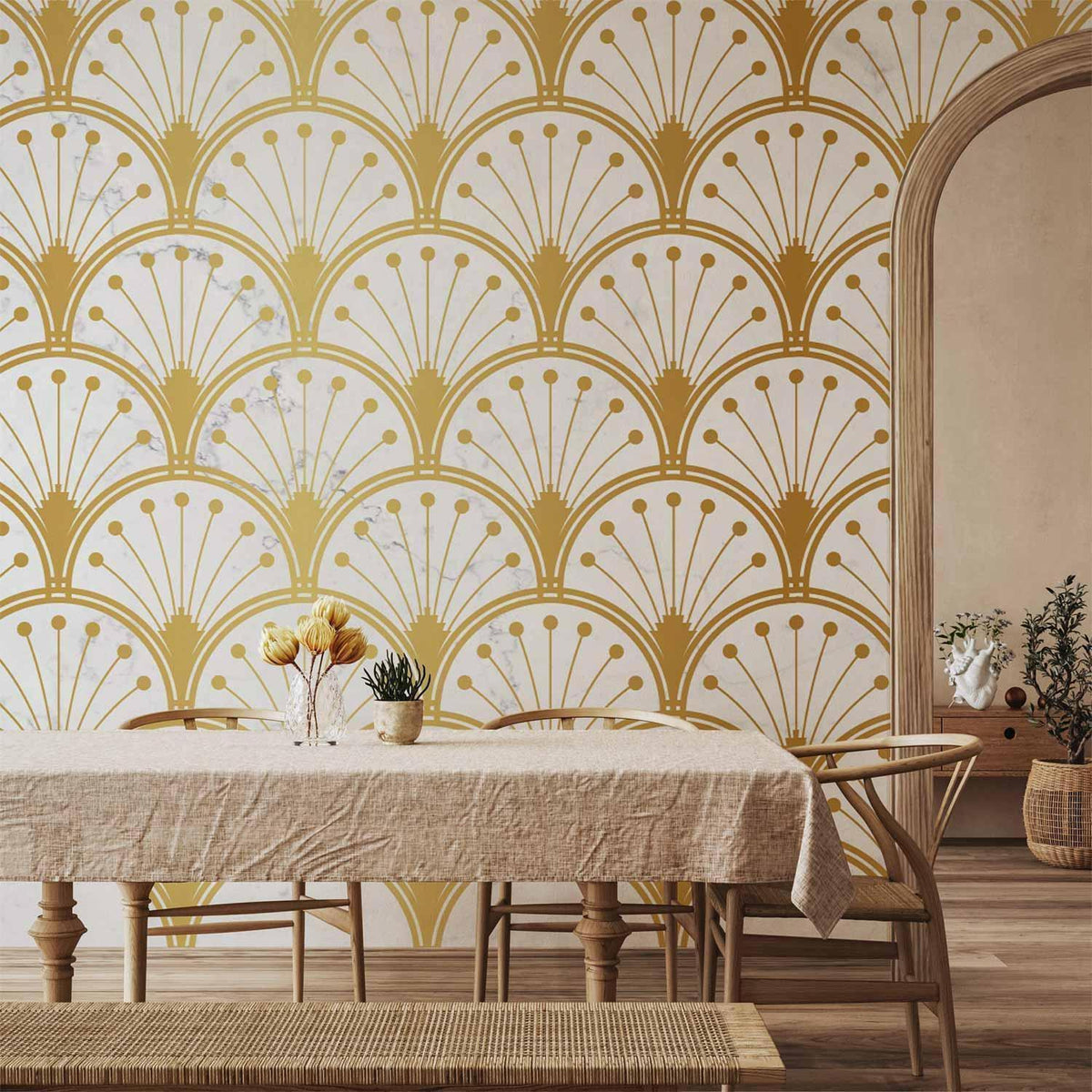 Fototapete - Gold and Marble Art Deco-inspired Pattern