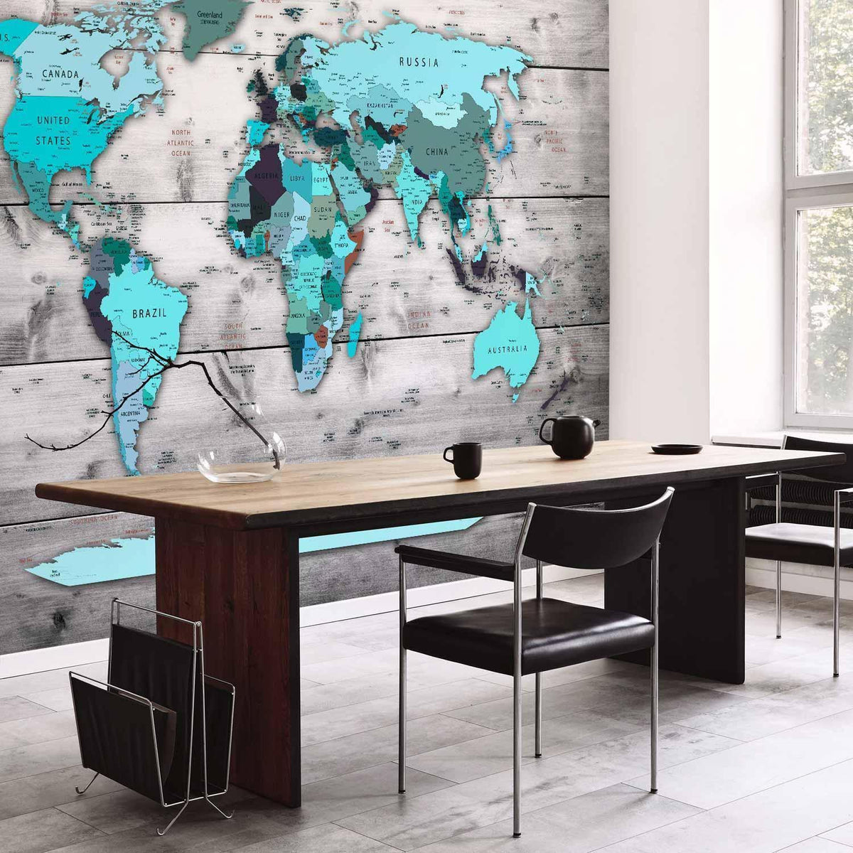 Fototapete - World Map: Blue Continents