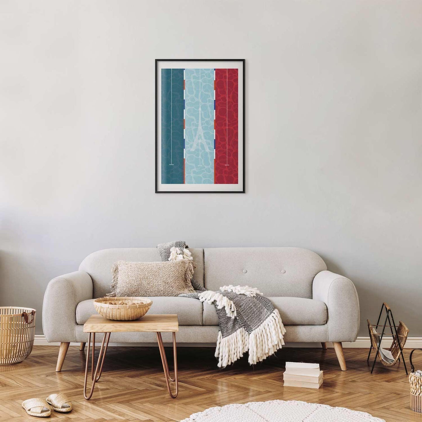 Poster - Illustration of a Pool Against the French Flag