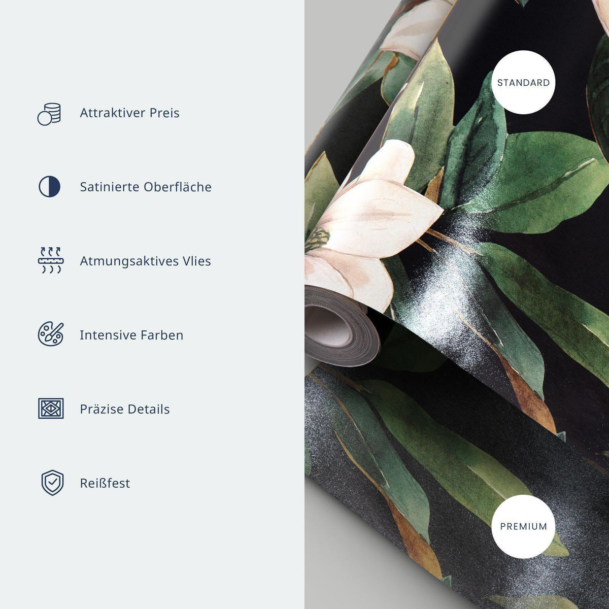 Tapete - Beige flowers and butterflies on white background