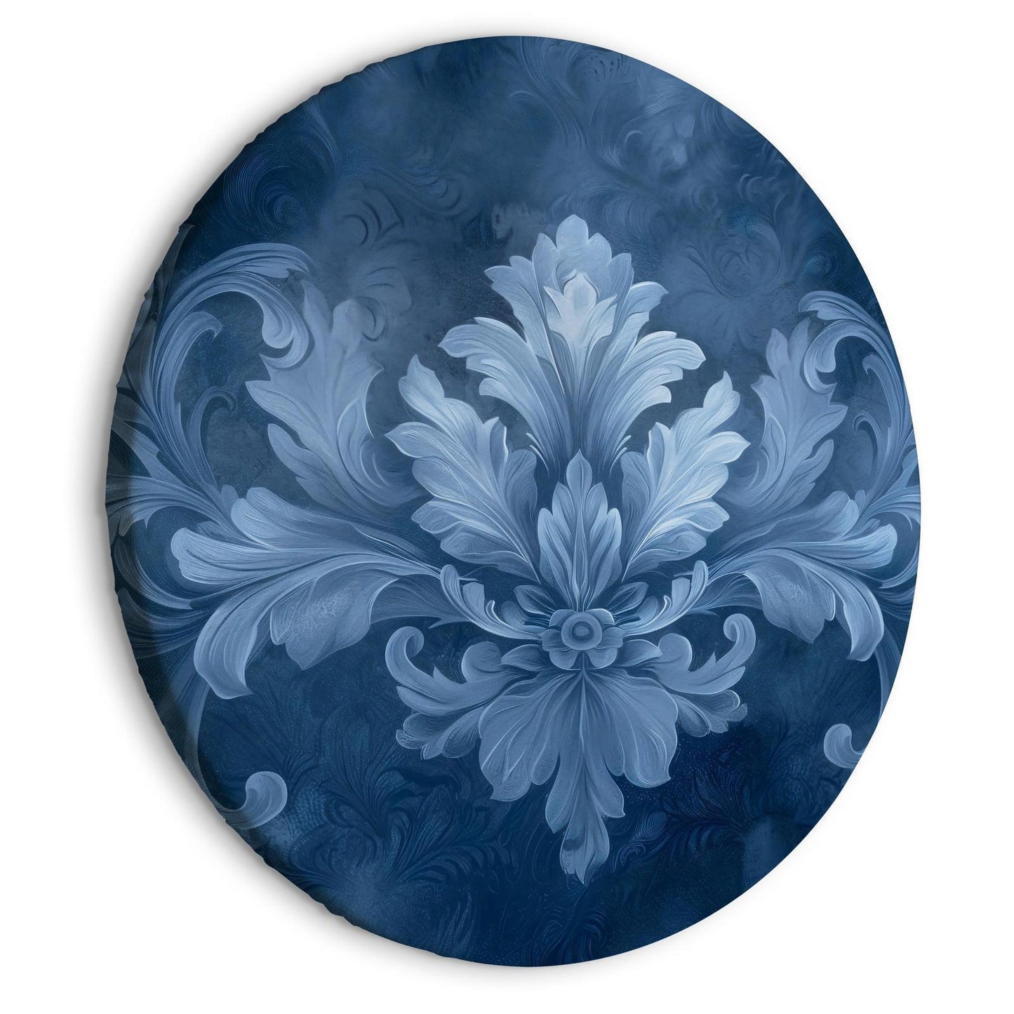 Rundes Wandbild – Ornament in Blau und kühlen Farbtönen