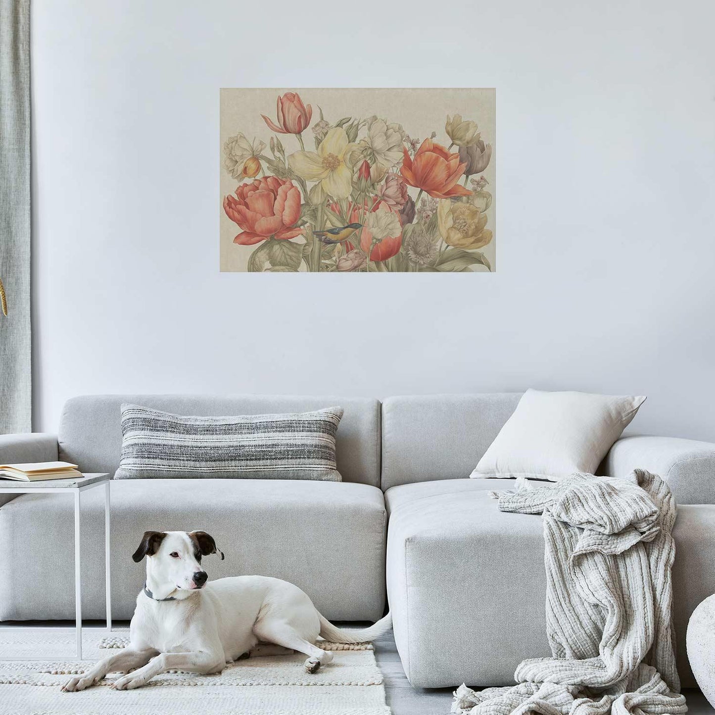 Poster - Flower Bouquet on a Cream Background Artgeist