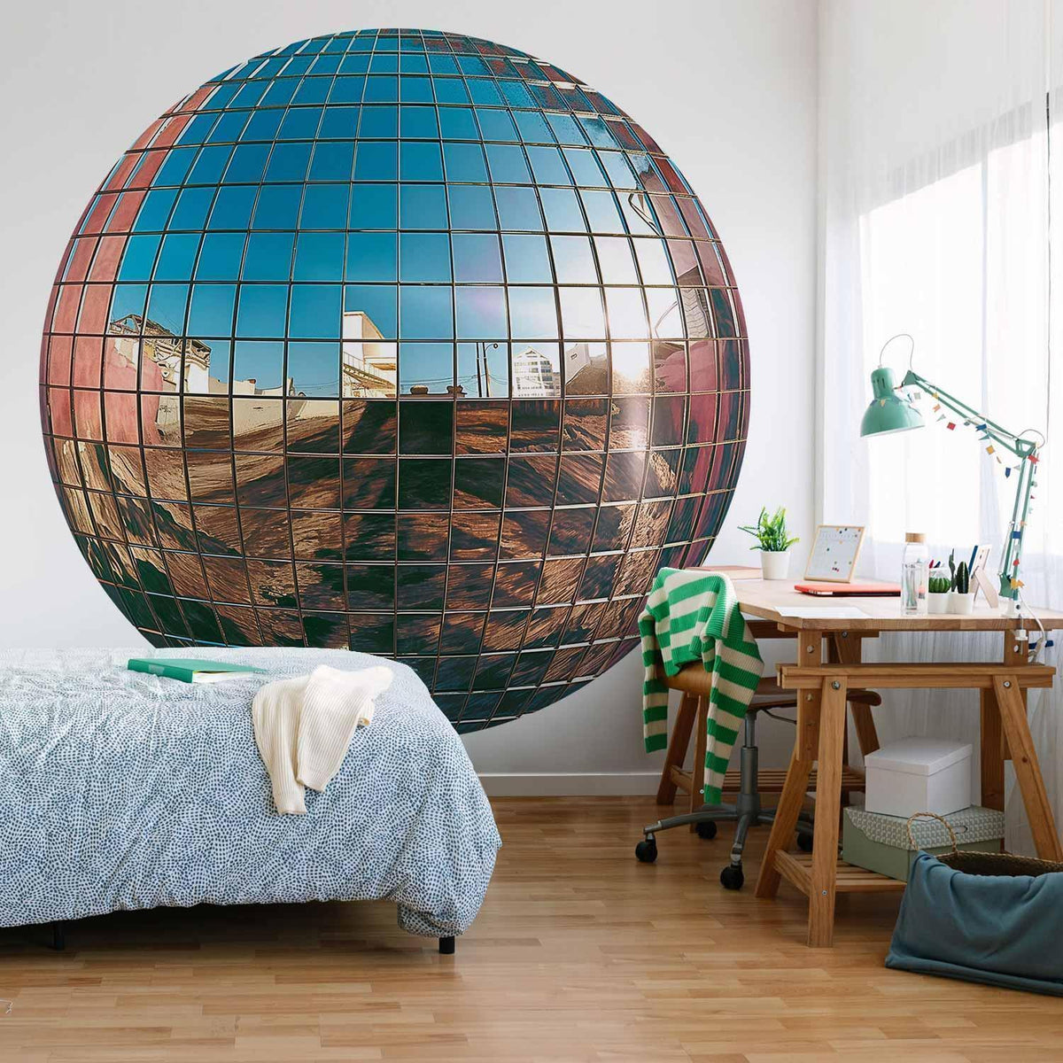 Fototapete Platin Discokugel 3D – Rund