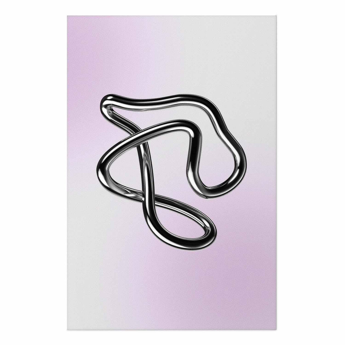 Poster - Silver Intricacies - fluid metallic figure on a gradient background