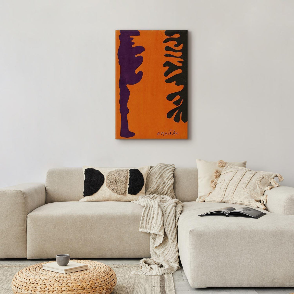 Leinwandbild - Henri Matisse – Black and Violet Arabesques on Orange