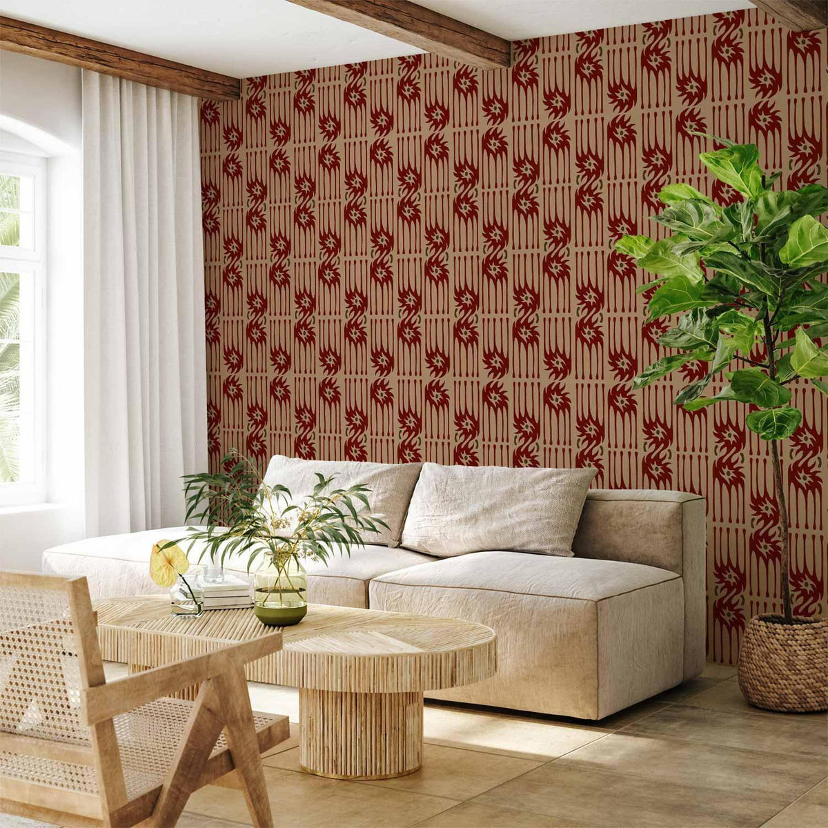Tapete - Red claws – irregular shapes on a paper background