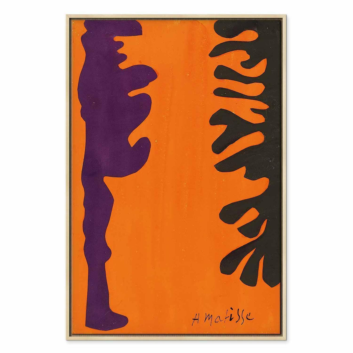 Leinwandbild - Henri Matisse – Black and Violet Arabesques on Orange