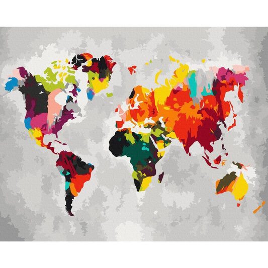Malen nach Zahlen - World Map (Bright Colours)