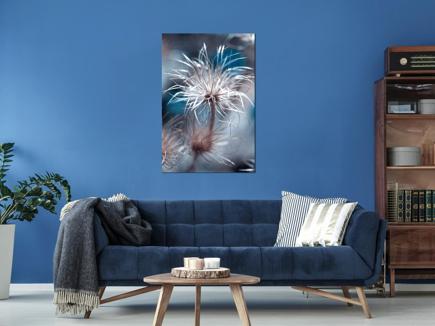 Leinwandbild - Plant in Blues (1 Part) Vertical Artgeist