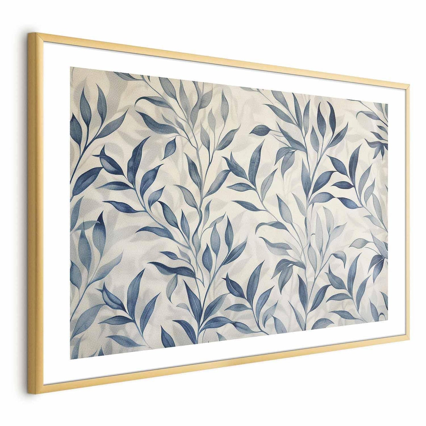 Poster - Delicate Botanical Motif with Blue Leaves Artgeist