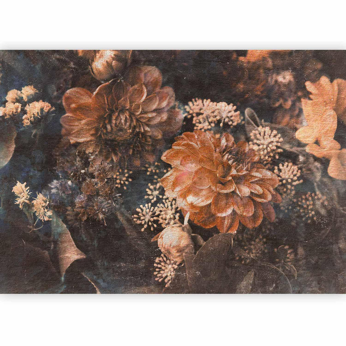 Fototapete Retro Blumen – Vintage Blumenmuster im 70er-Jahre Stil