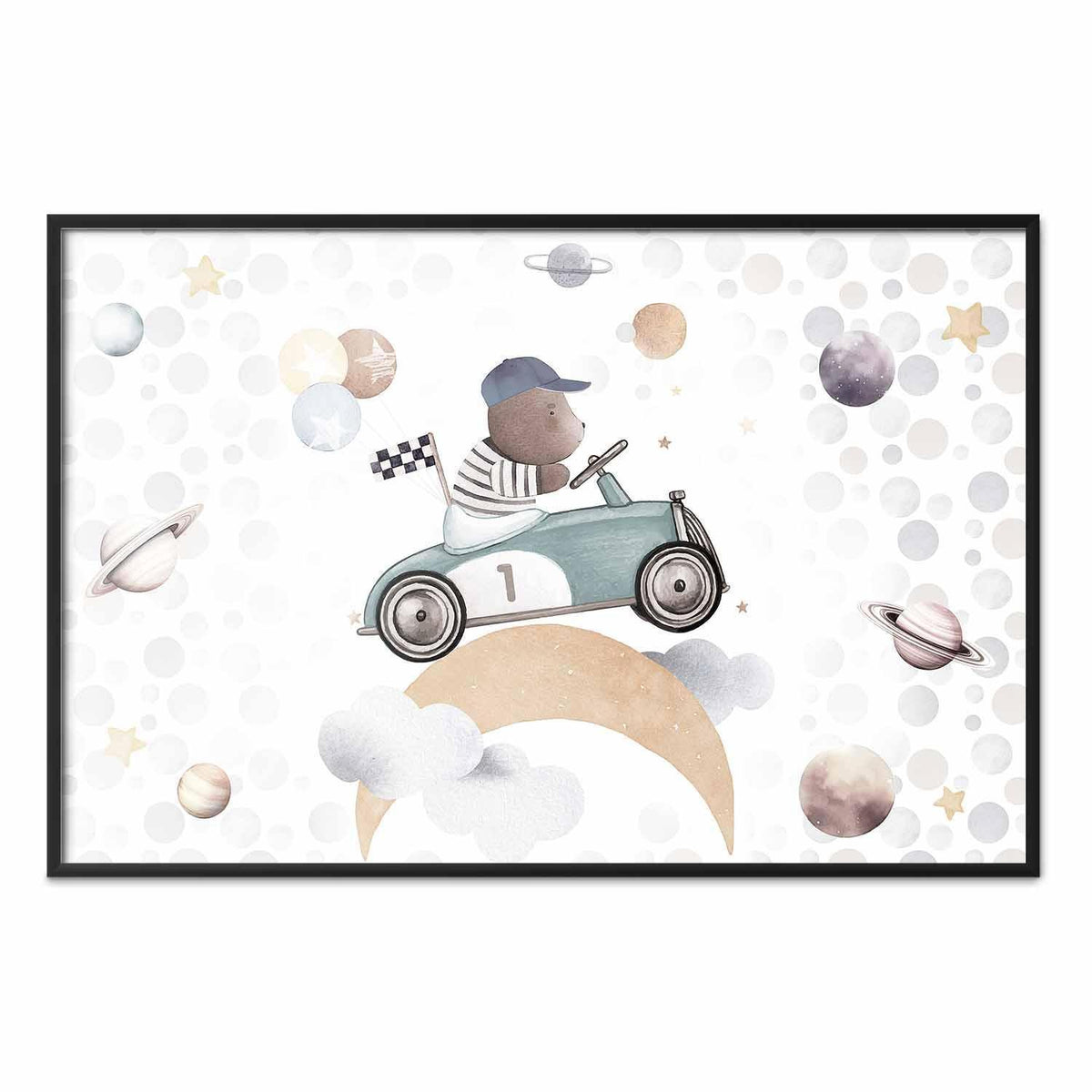 Poster - Bear in a Race Car