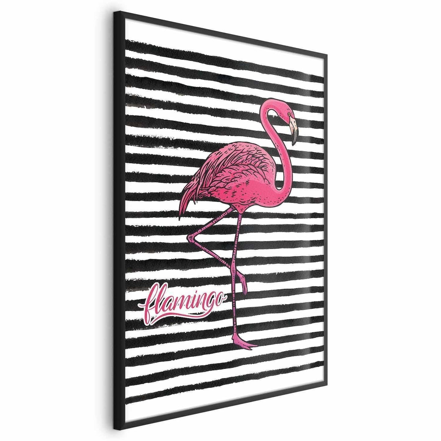 Poster - Black Stripes and Flamingo Artgeist
