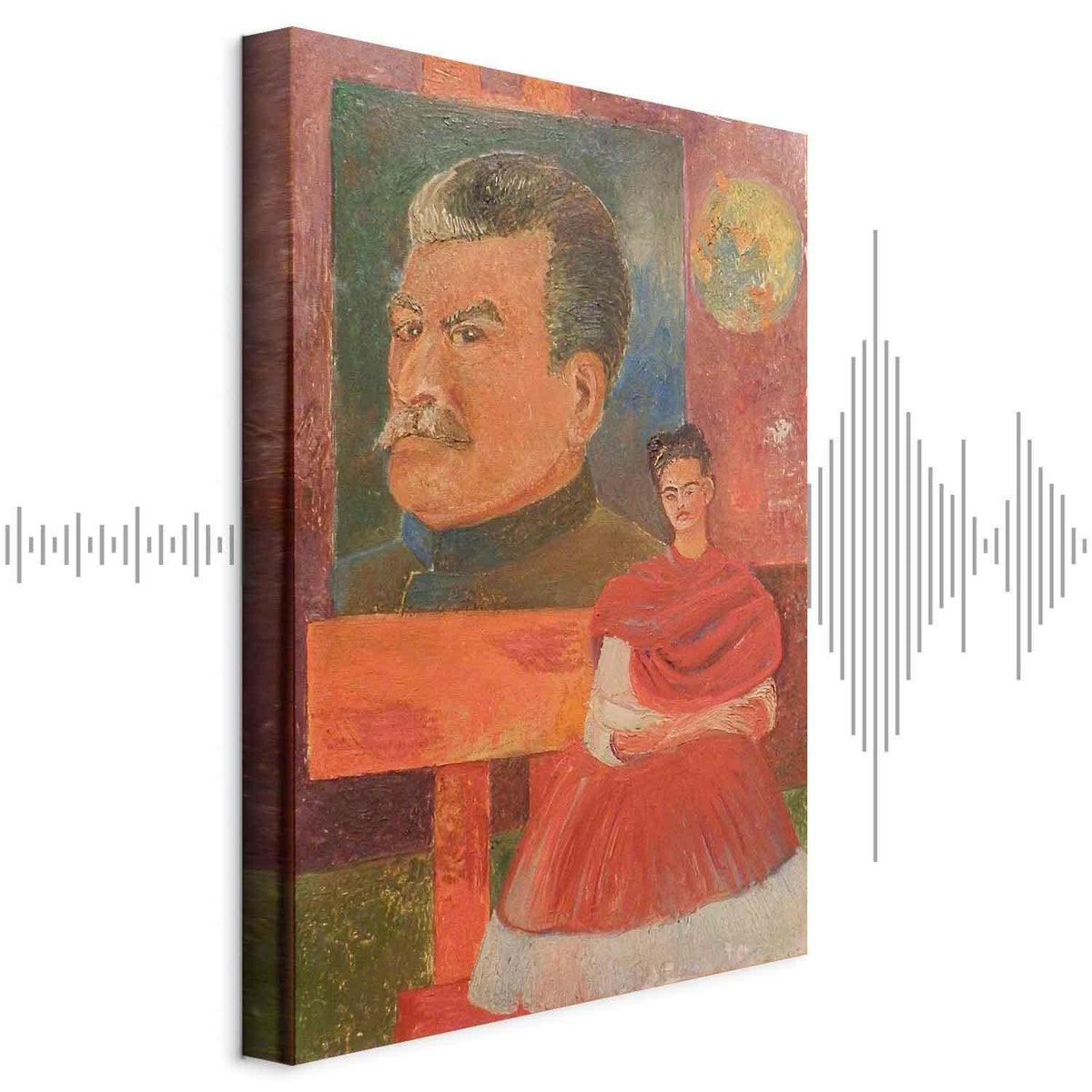 Leinwandbild - Frida Kahlo – Self-Portrait with Stalin
