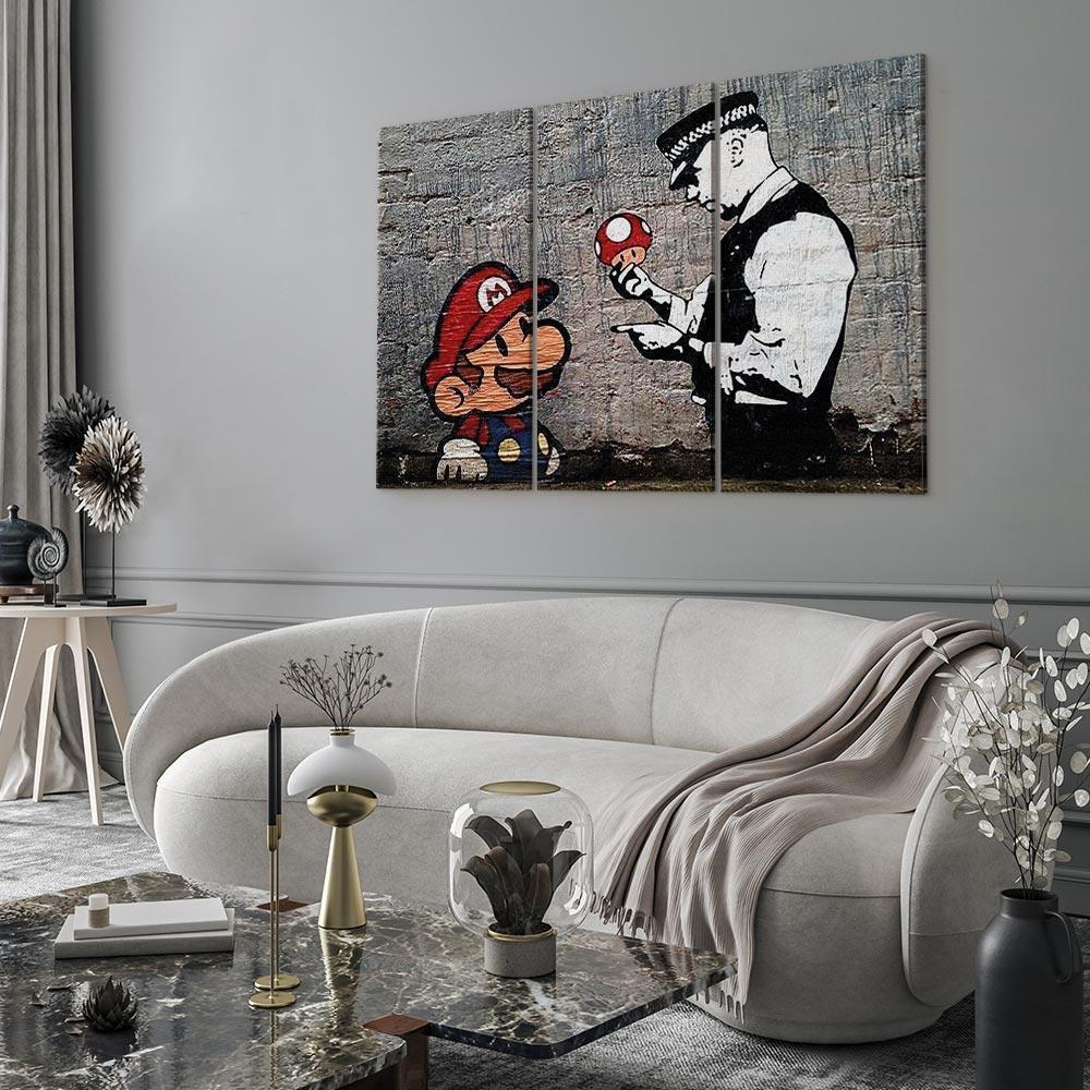 Leinwandbild - Super Mario Mushroom Cop by Banksy
