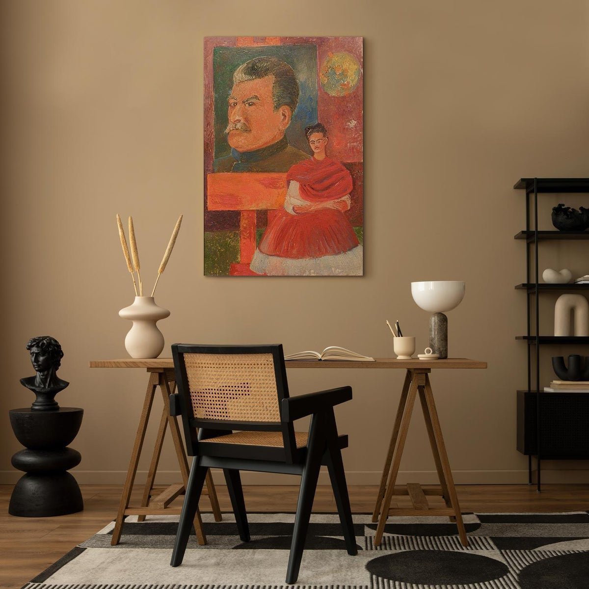 Leinwandbild - Frida Kahlo – Self-Portrait with Stalin