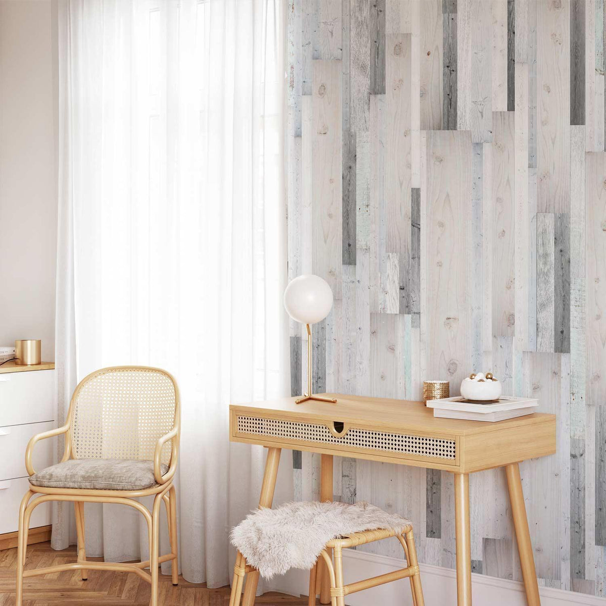 Tapete Holzoptik Rustikal – Natürliche Holzmaserung in Grautönen