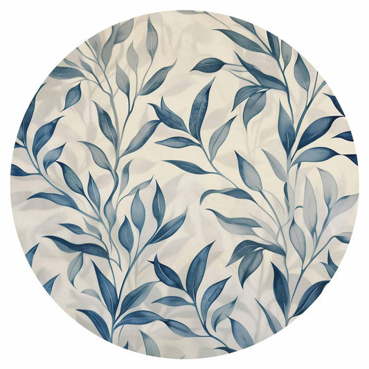 Runde Fototapete - Delicate botanical motif with blue leaves