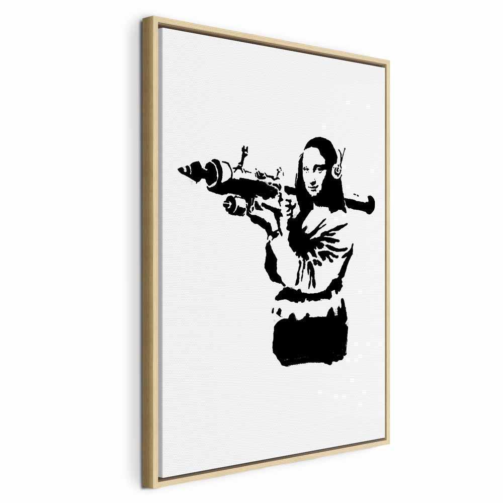 Leinwandbild - Banksy Mona Lisa with Rocket Launcher (1 Part) Vertical