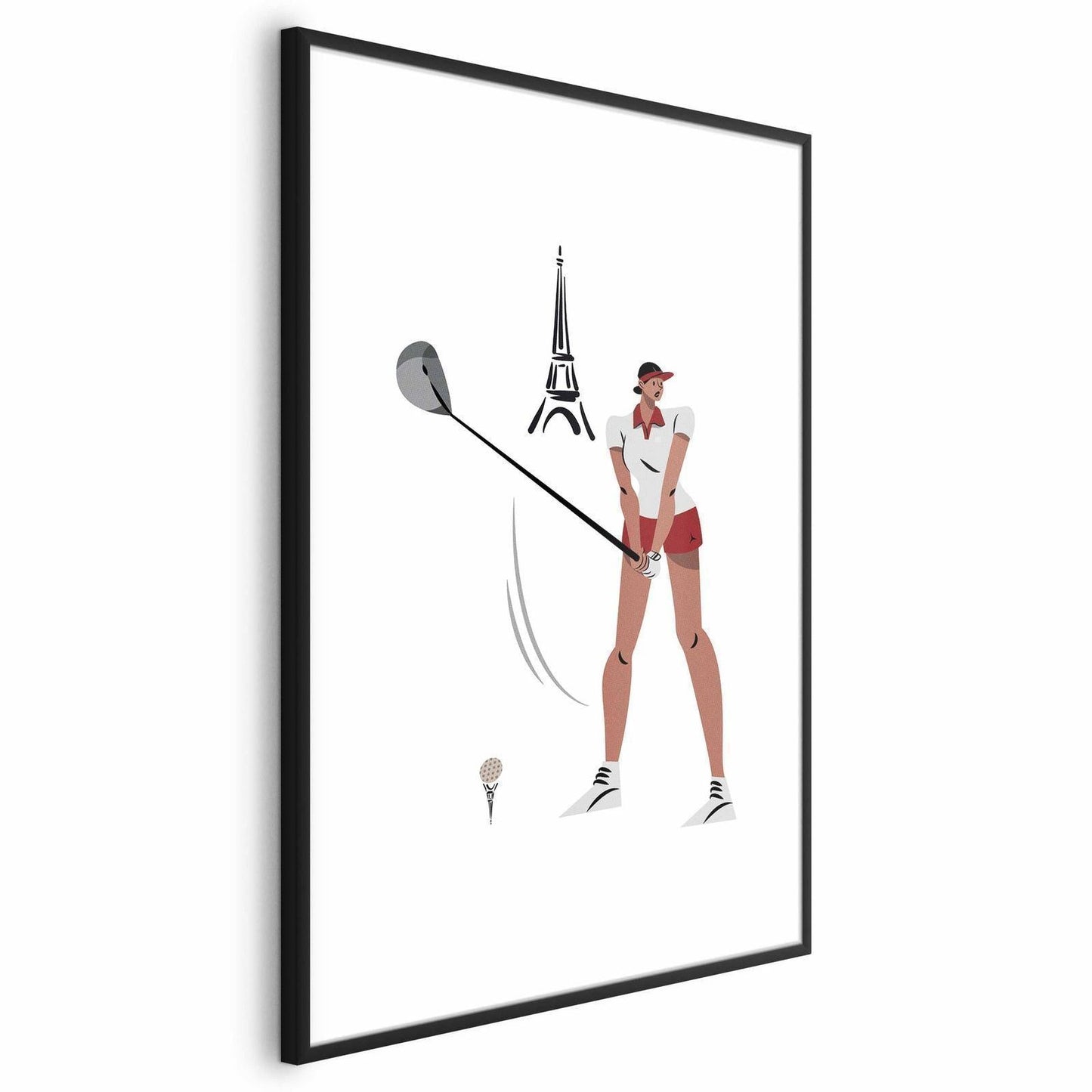 Poster - Illustration of a Female Golfer with the Eiffel Tower in the Background Artgeist