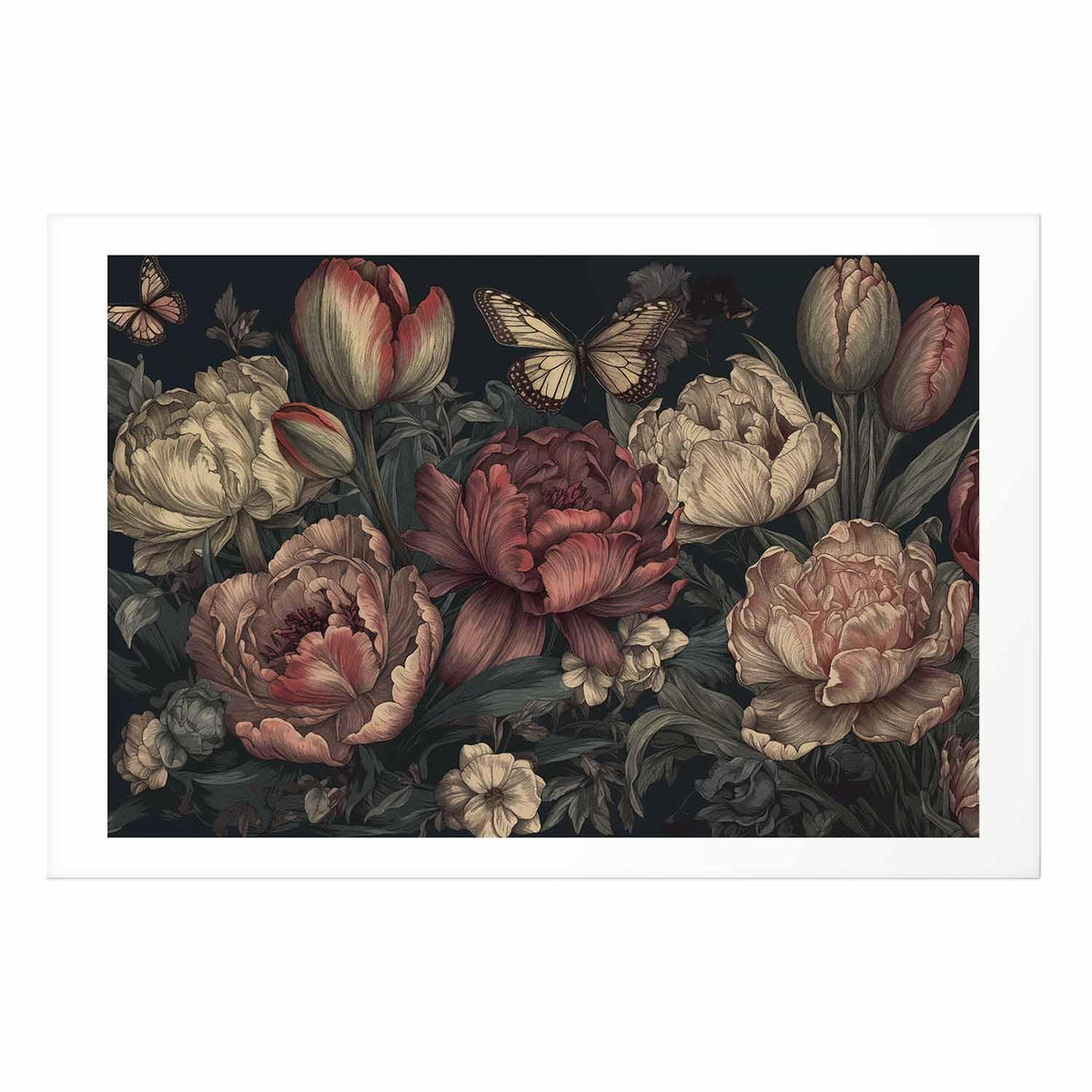 Poster - Flowers on a Turquoise Background