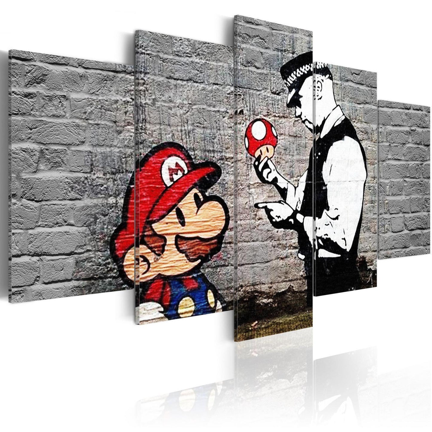 Leinwandbild - Super Mario Mushroom Cop (Banksy)