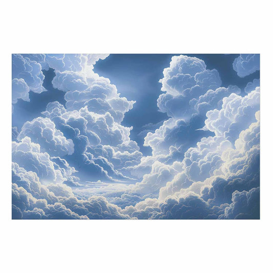 Poster - Blue Sky Breaking Through White, Fluffy Clouds