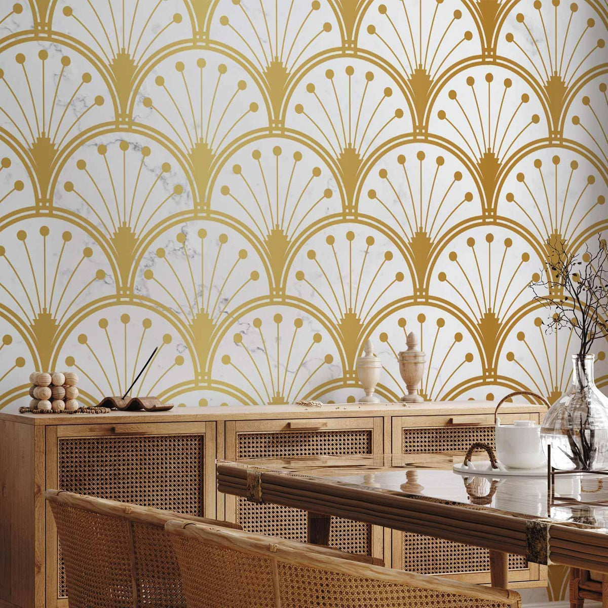 Fototapete - Gold and Marble Art Deco-inspired Pattern