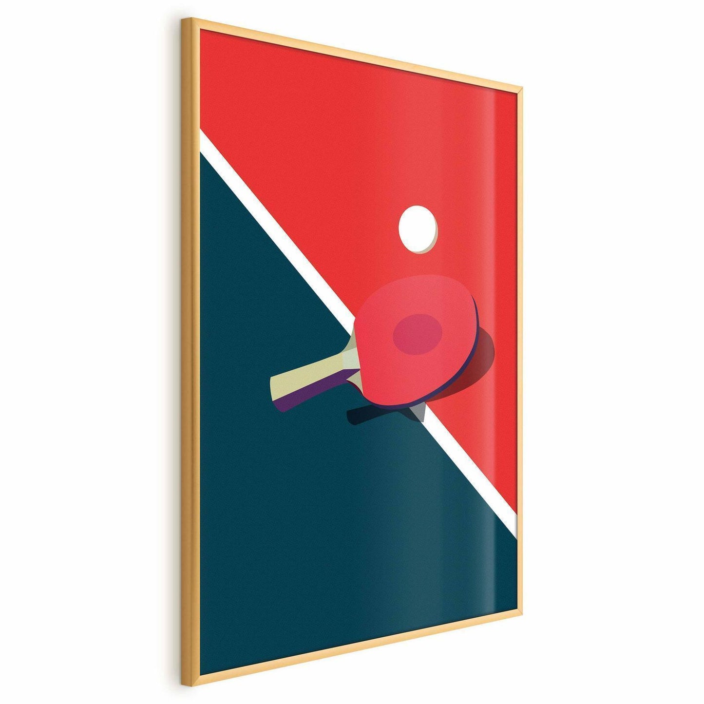 Poster - Table Tennis - Ball and Racket on a Table Artgeist