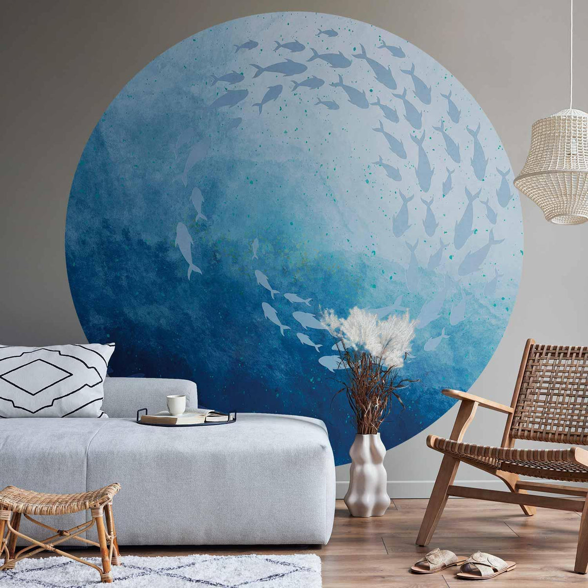 Meerestiefen Blau – Runde Fototapete Sea Depths Underwater