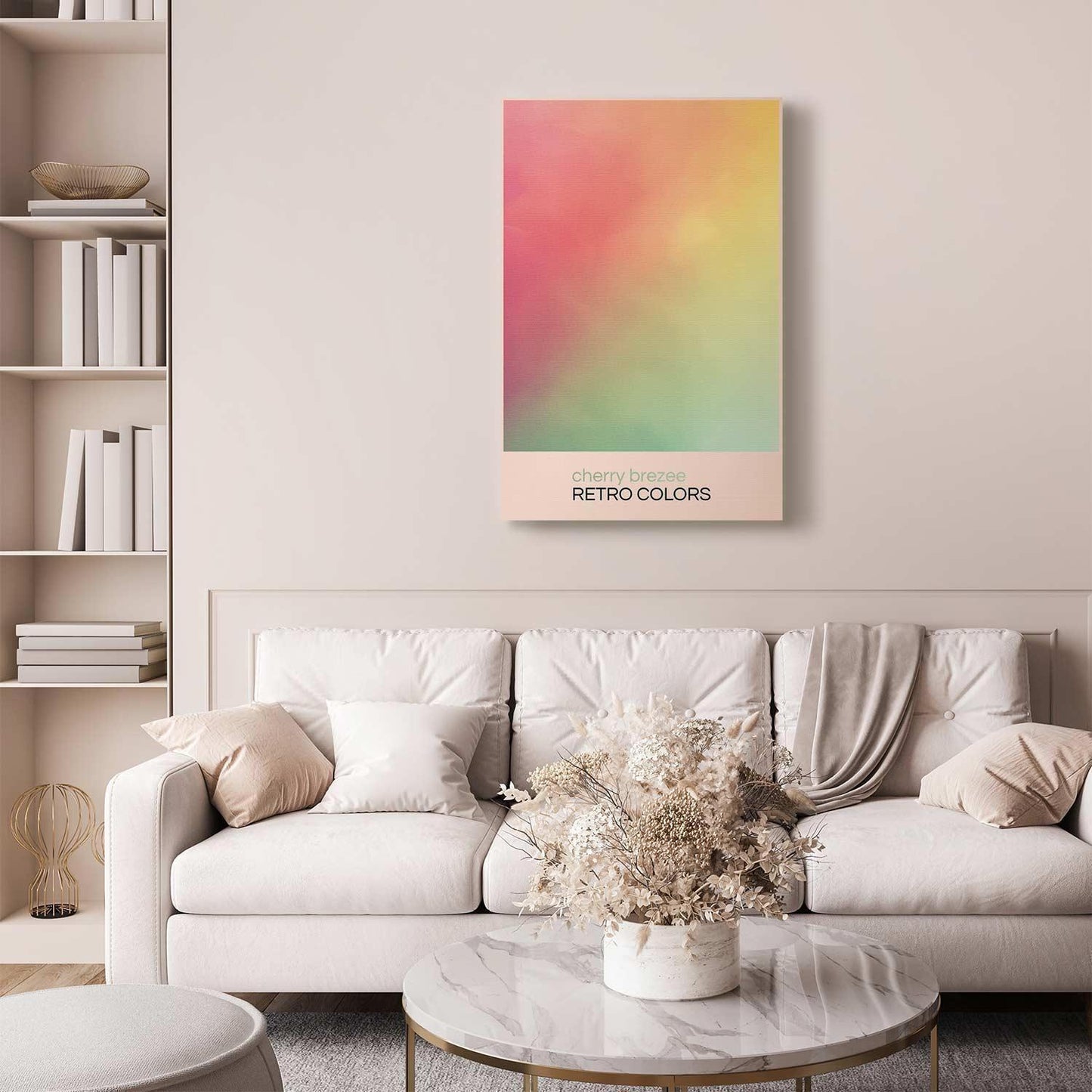 Leinwandbild - Cherry Breeze - Pastel Gradient in Delicate Retro Colors Artgeist