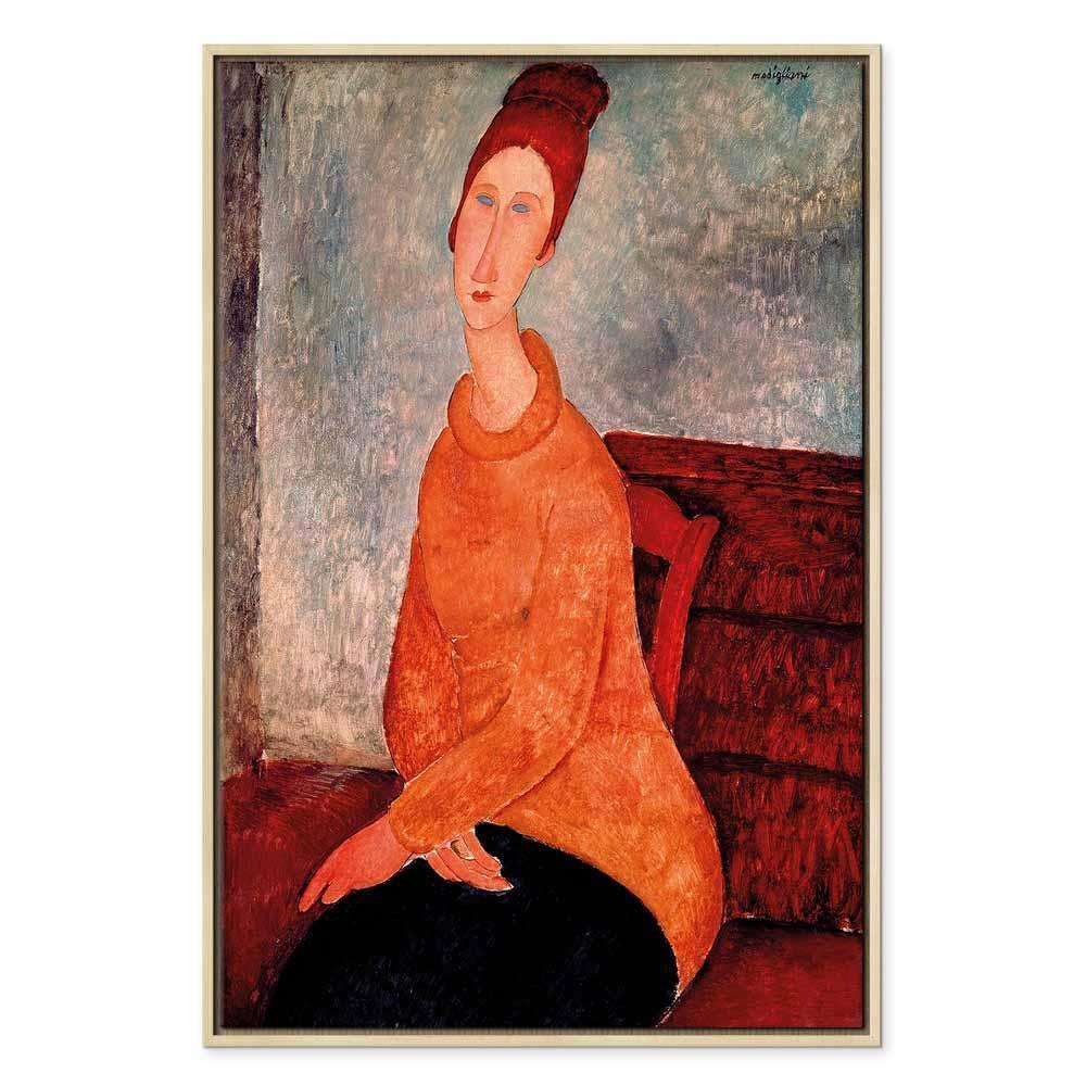 Leinwandbild - Amedeo Modigliani – Jeanne Hebuterne in a Yellow Sweater