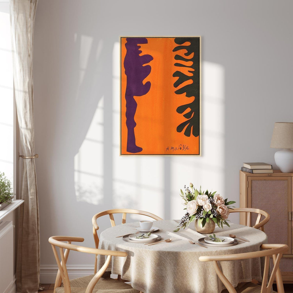 Leinwandbild - Henri Matisse – Black and Violet Arabesques on Orange