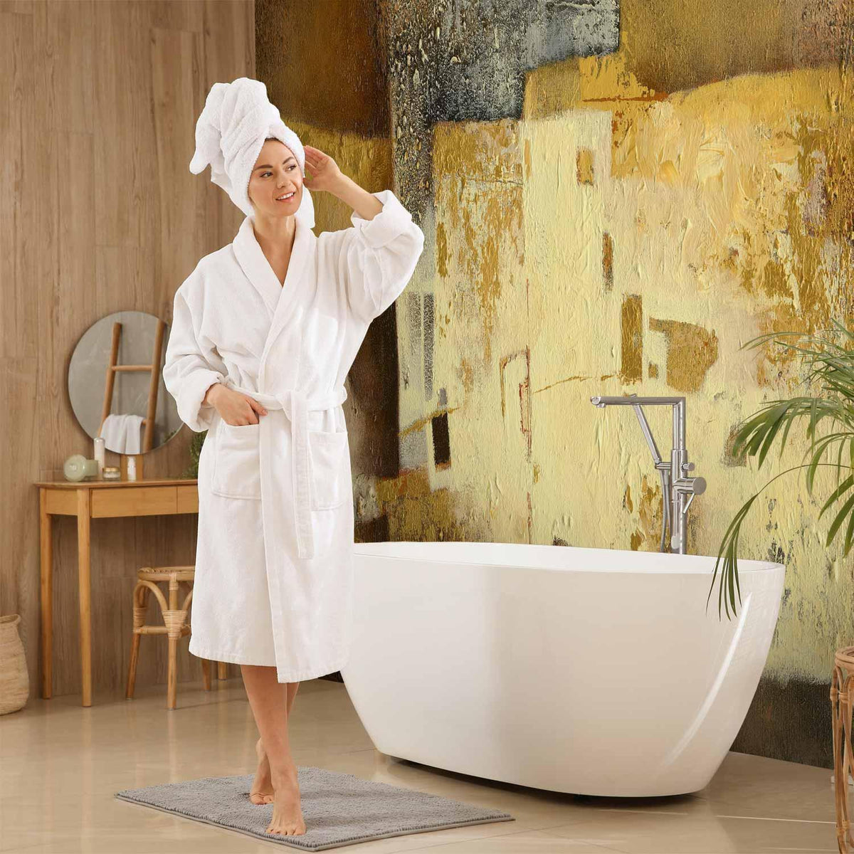 Fototapete Goldene Abstraktion – Künstlerisches Design auf Beige