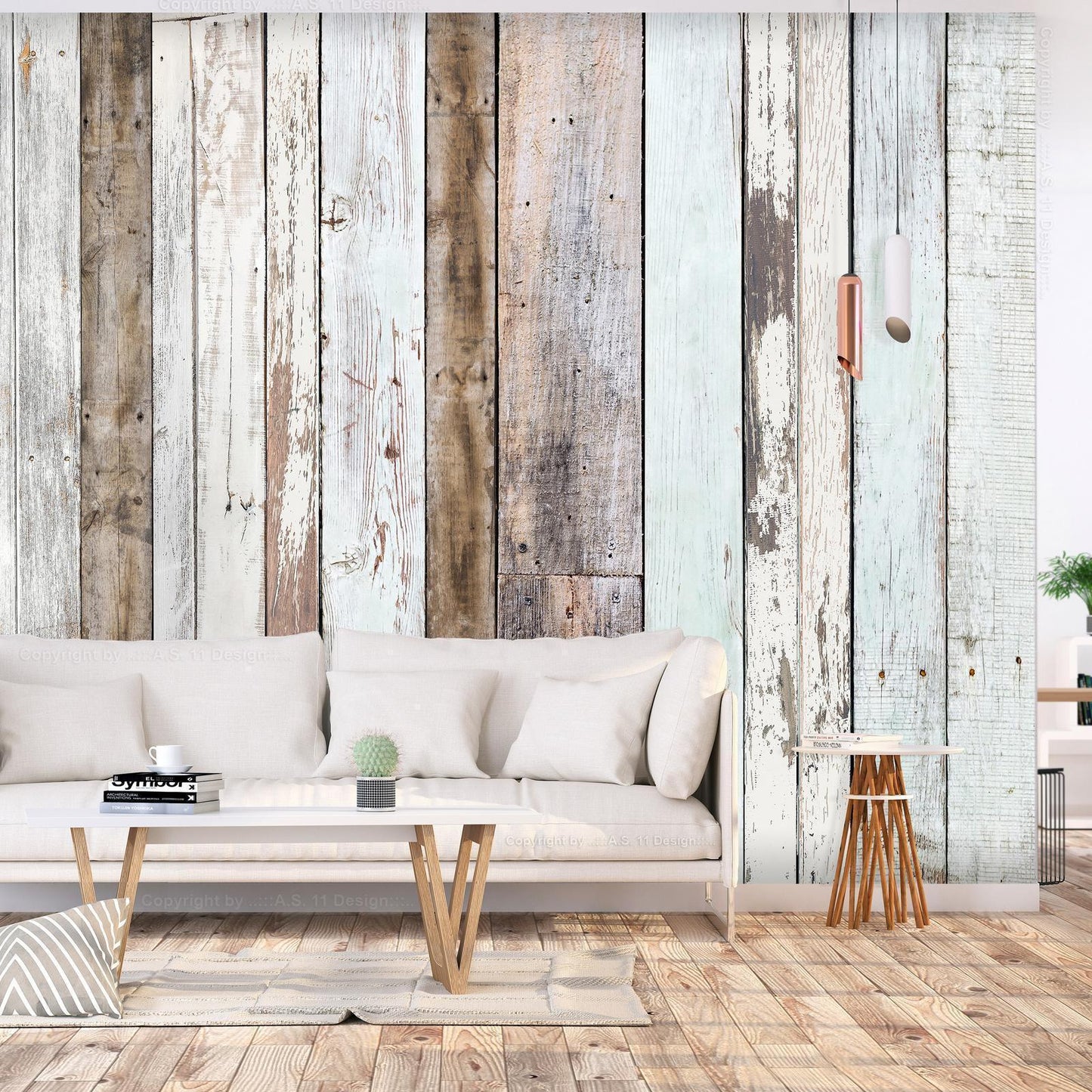 Fototapete – Bunte Holzbretter im Vintage-Look