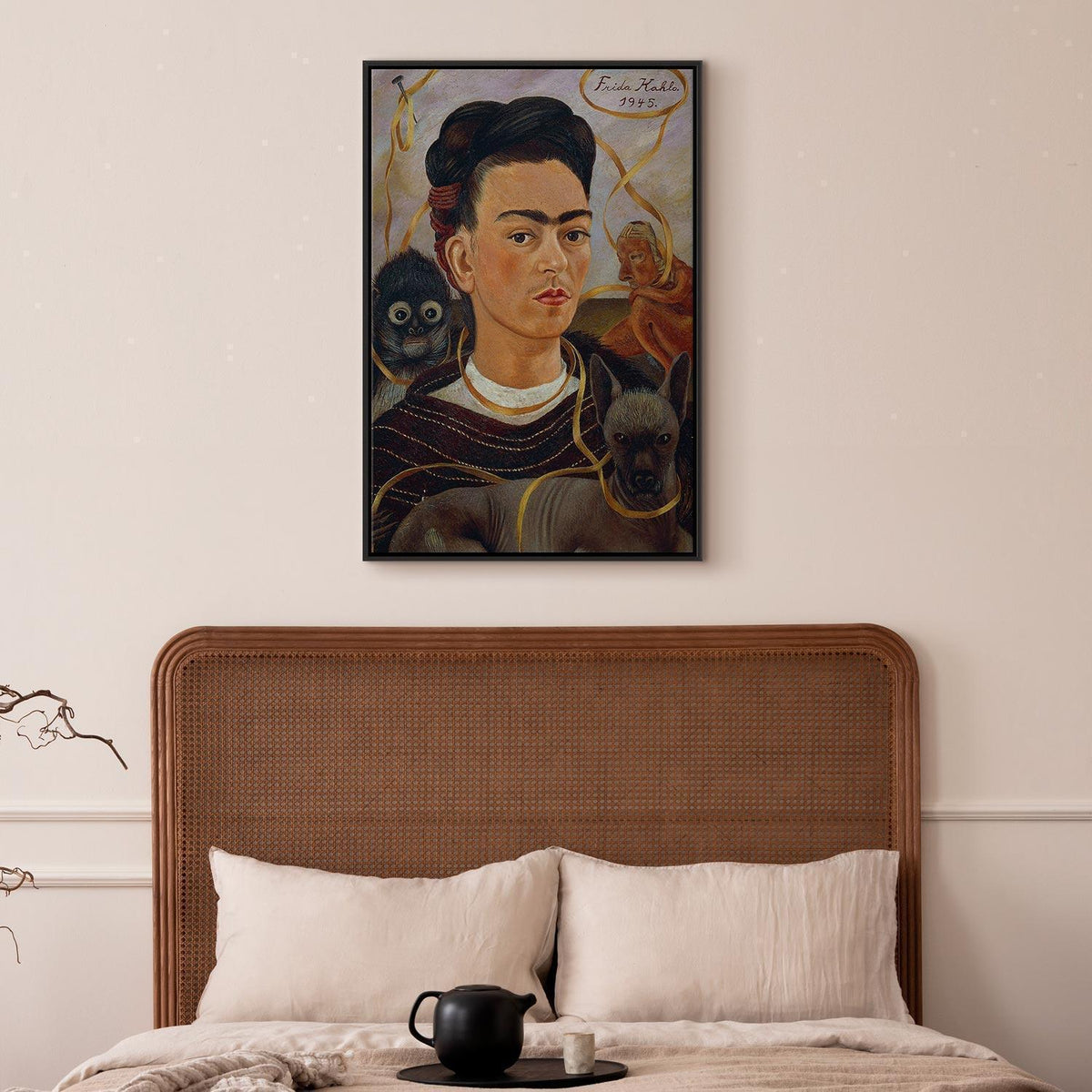 Leinwandbild - Frida Kahlo – Self-Portrait with Changuito