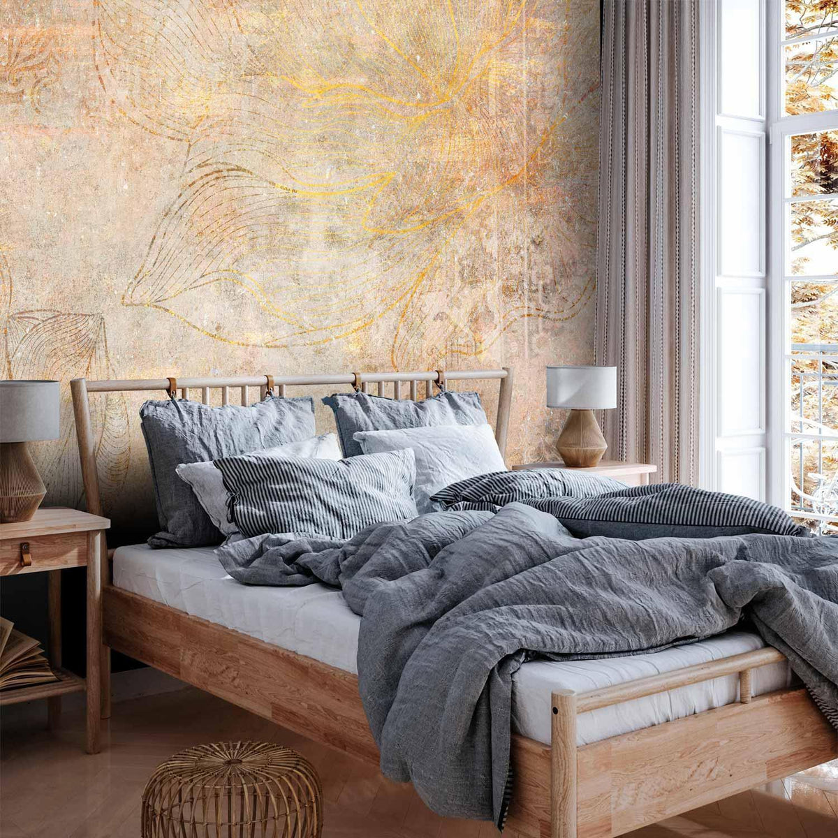 Fototapete Goldene Ornamente - Abstrakte Eleganz auf Beige