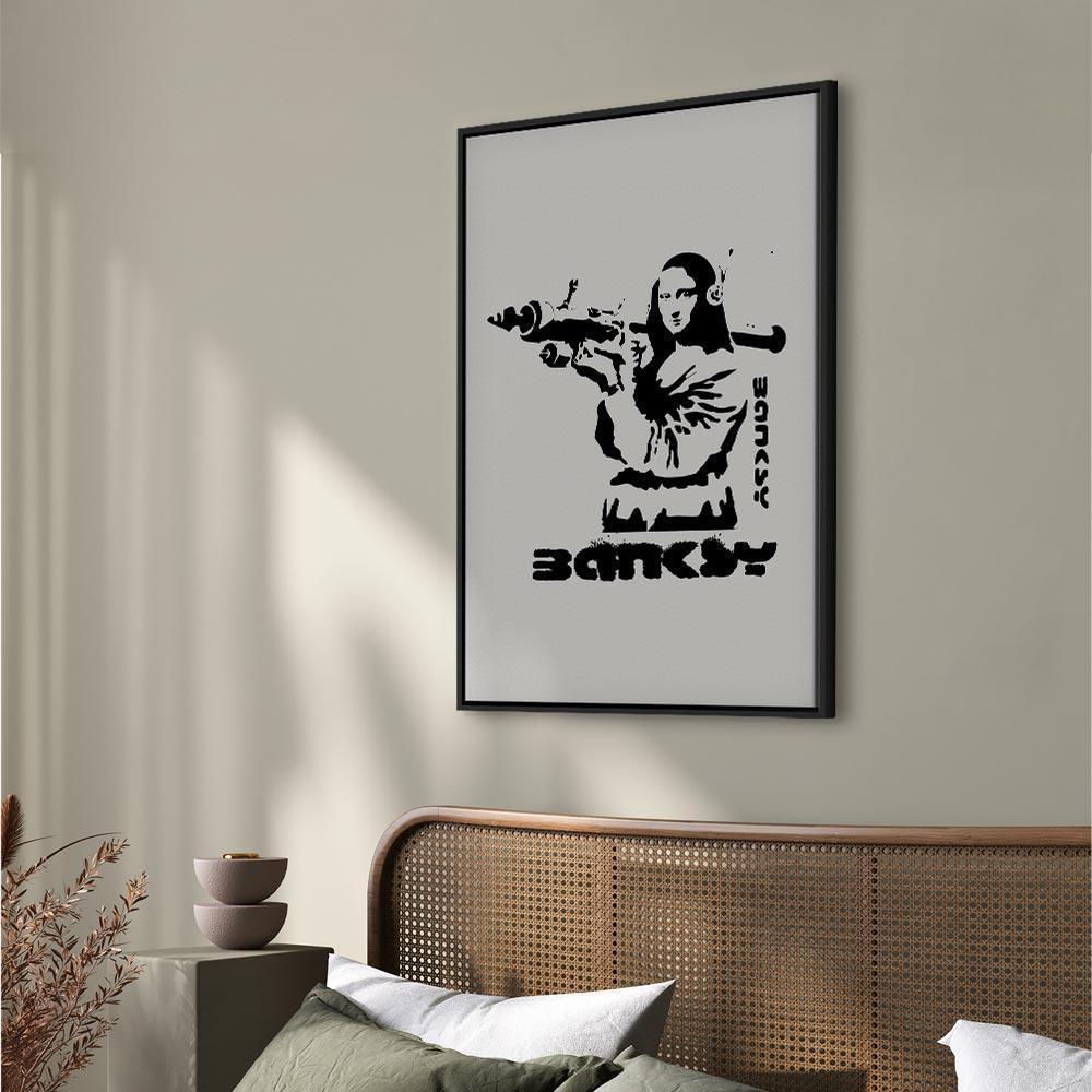 Leinwandbild - Contrast Duel (1-part) - Banksy on Mural with Mona Lisa