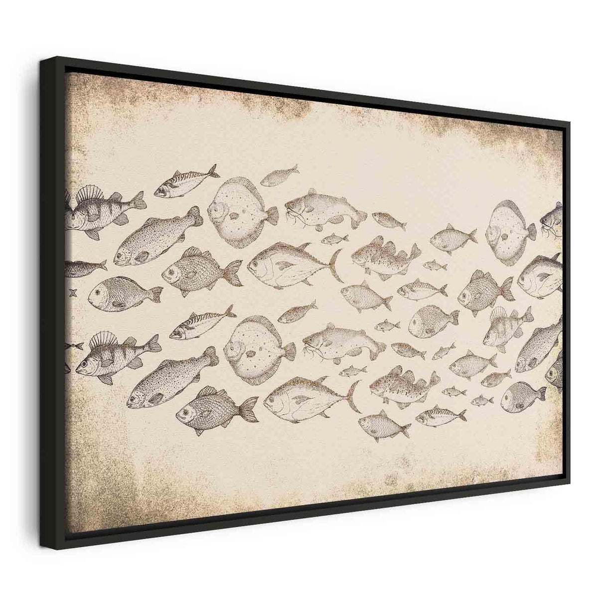 Leinwandbild Fische Japandi-Stil – Minimalistische Wandkunst