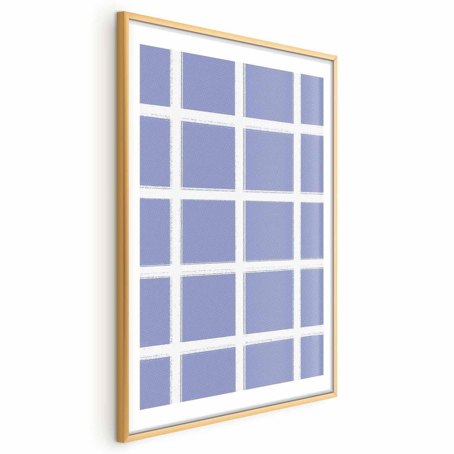 Poster - White Lines - a grid with large gaps on a blue background Artgeist